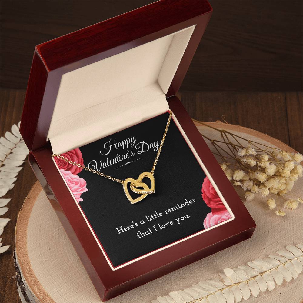 Happy Valentine's Day Interlocking Hearts Necklace Jewelry Message Card For Girlfriend, Cute Heart Reminder Necklace Valentines Present From Boyfriend, Heartfelt V-Day Necklace Gift For Her by Best Gifts 305