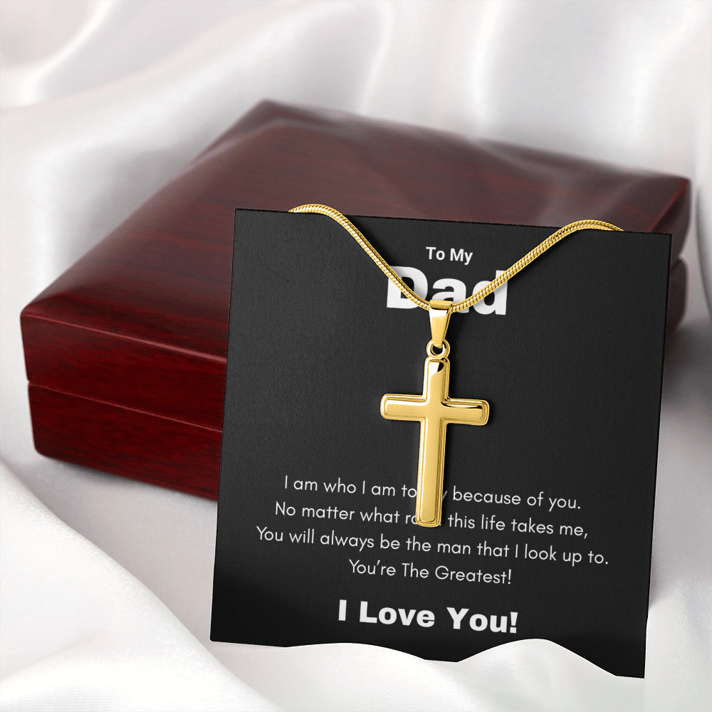 Artisan Cross Necklace with Snake Chain To My Greatest Dad, I Love You Dad, Fathers Day Gift From Daughter, Dad Birthday Gift, Gift For Dad From Son, by Best Gifts 305