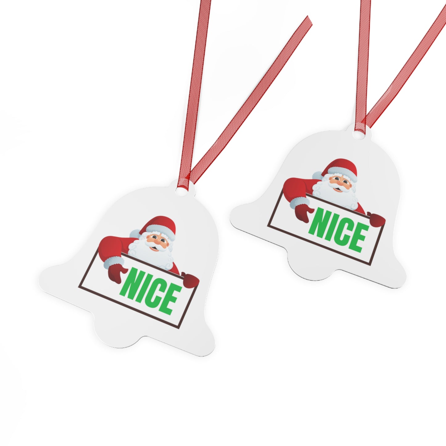Santa NICE Metal Ornament – Funny Christmas Gift for Him or Her, Double-Sided Holiday Tree Decor
