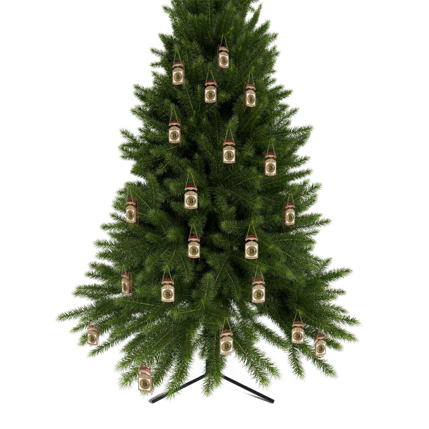 Bitcoin Sled Ornament – Unique Holiday Decoration for Crypto Lovers, Perfect for Christmas Tree or Stocking Stuffer, MDF Material with Twine Thread (Single or Set)