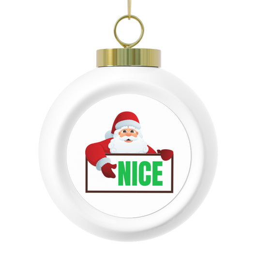 Vintage Santa “Nice” Ceramic Christmas Ornament – Glossy Holiday Tree Decoration Keepsake Gift