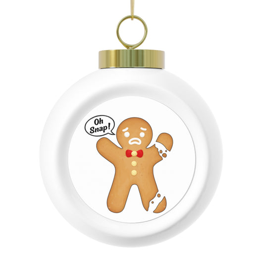 Funny Gingerbread Christmas Ornament for Friend – “Oh Snap!” Vintage Ceramic Holiday Ball
