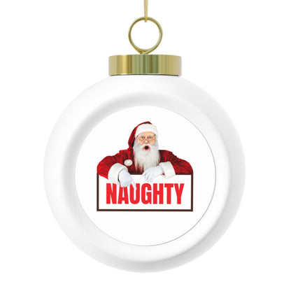 Funny Santa “Naughty” Christmas Ornament – Glossy Ceramic Holiday Globe Decoration Gift for Him or Her