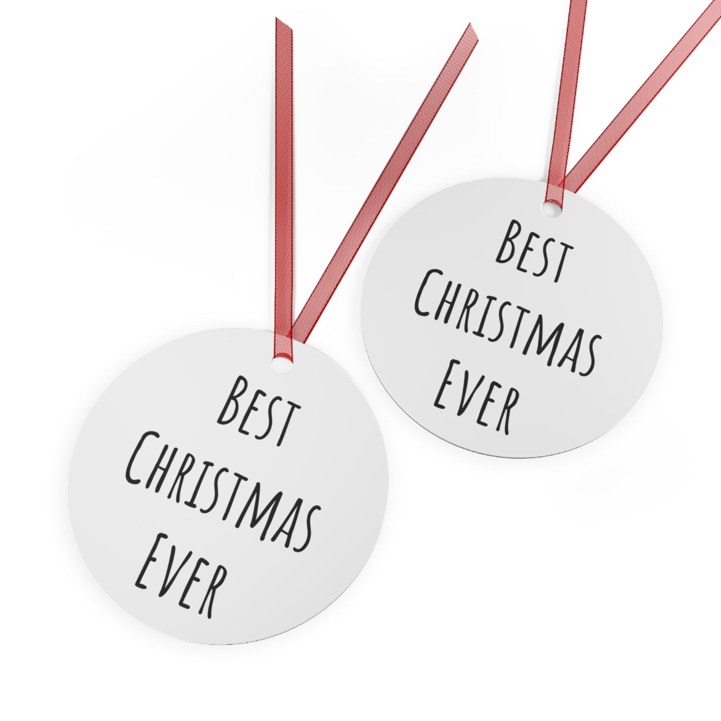 Best Christmas Ever Bell Ornament - Handcrafted Gloss White Aluminum Holiday Decor with Red Ribbon, Durable & Vibrant, Perfect for Tree, Gift, or Home Decoration