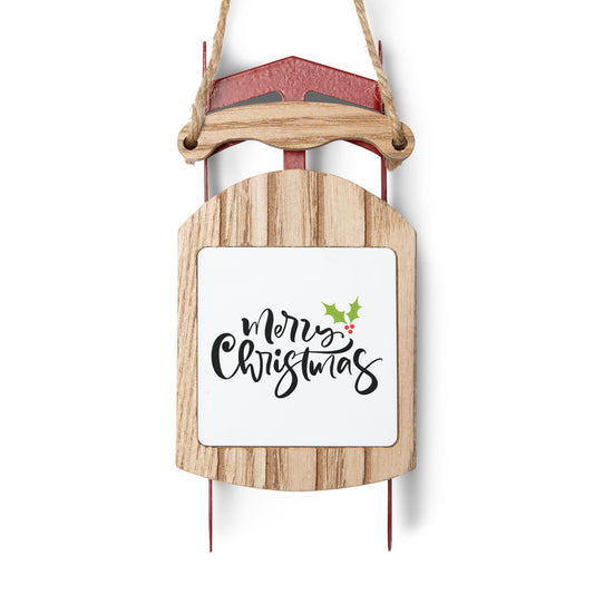 Merry Christmas Sled Ornament Gift for Her – Rustic Holiday Decoration Keepsake