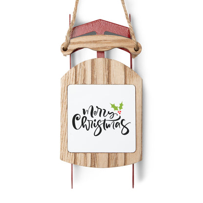 Merry Christmas Sled Ornament Gift for Her – Rustic Holiday Decoration Keepsake