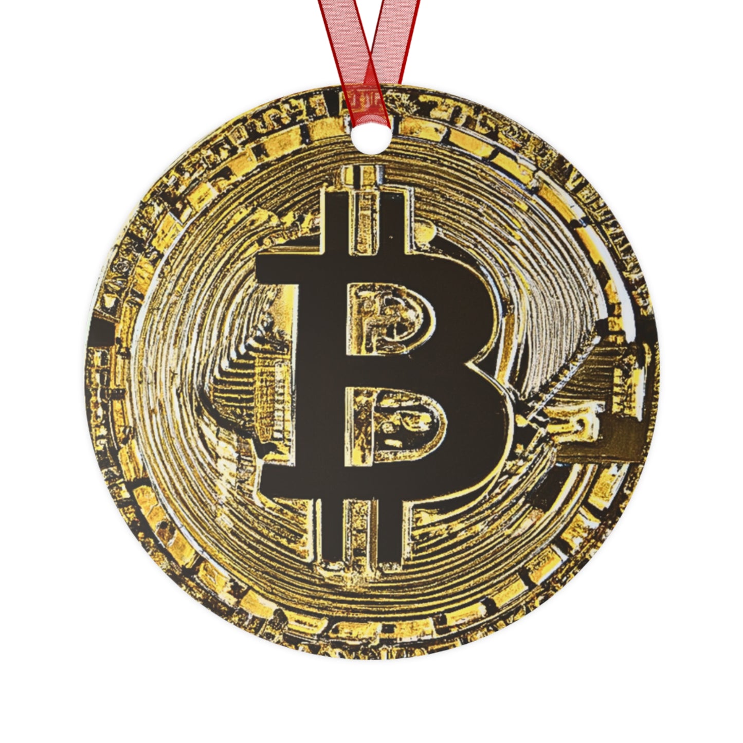 Bitcoin Lover Metal Ornament – Modern Double-Sided Crypto Gift for Traders