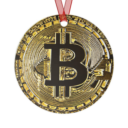 Bitcoin Lover Metal Ornament – Modern Double-Sided Crypto Gift for Traders