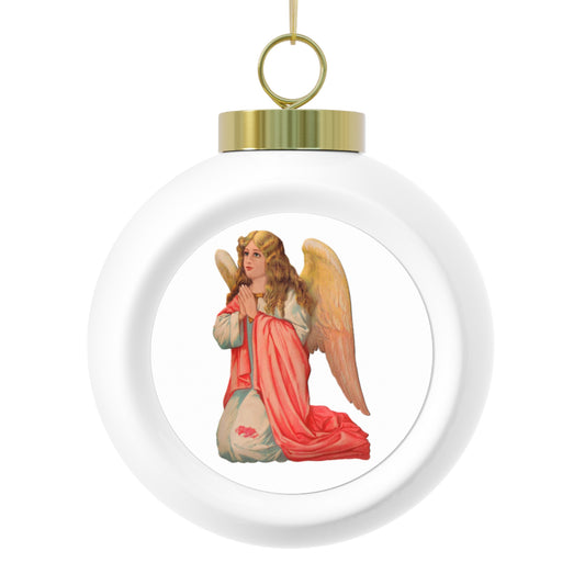 Vintage Angel Christmas Ornament - Glossy Ceramic Holiday Tree Decoration, Soft Angelic Portrait, Gold Ribbon, Tree or Bell Design – Perfect Holiday Gift for Her