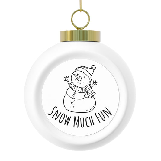 Snow Much Fun Snowman Christmas Ornament – Glossy Ceramic Bauble with Vintage Style and Bright Colors – Perfect Holiday Gift for Him or Her