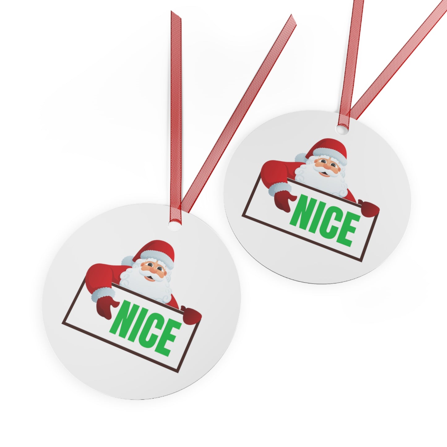Santa NICE Metal Ornament – Funny Christmas Gift for Him or Her, Double-Sided Holiday Tree Decor