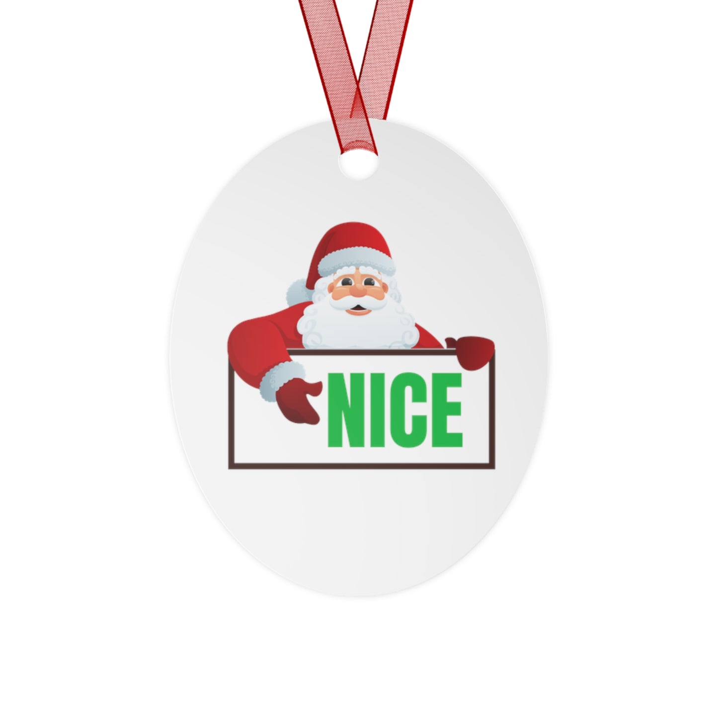 Santa NICE Metal Ornament – Funny Christmas Gift for Him or Her, Double-Sided Holiday Tree Decor