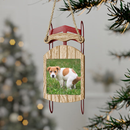 Funny Pooping Puppy Sled Ornament – Quirky Holiday Décor for Dog Lovers, 1-20 Pack, MDF with Twine Thread for Hanging