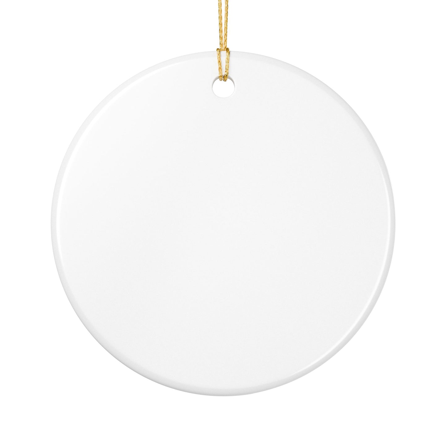 Best Christmas Ever Ceramic Ornament – Glossy White Disk with Matte Black Text, Gold Hanging String – Perfect for Holiday Decor and Gifts