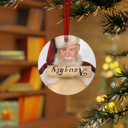 Funny Santa's Naughty or Nice Christmas Ornament – Hilarious 3.5" Round Aluminum Metal Decoration, Perfect Holiday Gift for Family, Friends, or Secret Santa – With Red Ribbon by Best Gifts 305