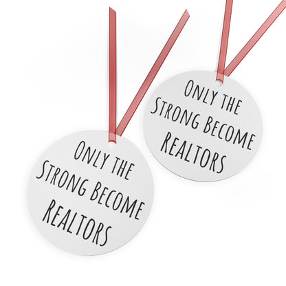 Only the Strong Become Realtors - Motivational Bell Ornament for Real Estate Professionals | Durable Metal Christmas Ornament, Office Gift for Realtors