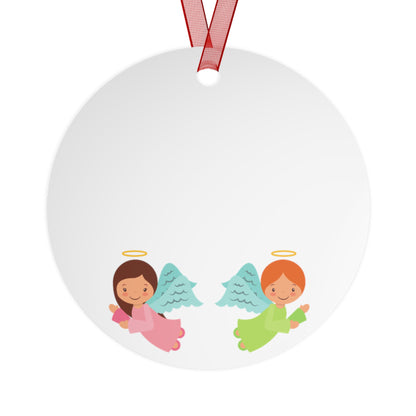 Pastel Angel Ornament – Bell Shape – Hand-Painted, Durable Aluminum with Red Ribbon – Ideal Christmas Gift for Kids, Holiday Décor, or Keepsake