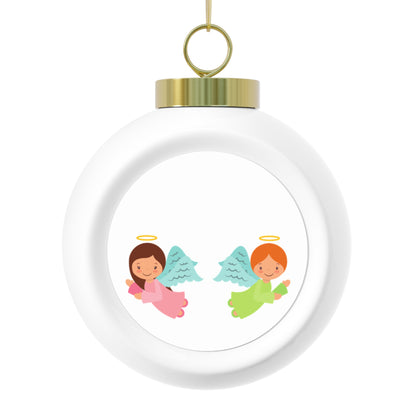 Angel Christmas Ball Ornament – Vintage Ceramic Holiday Keepsake with Gold Ribbon – Gift for Kids & Families