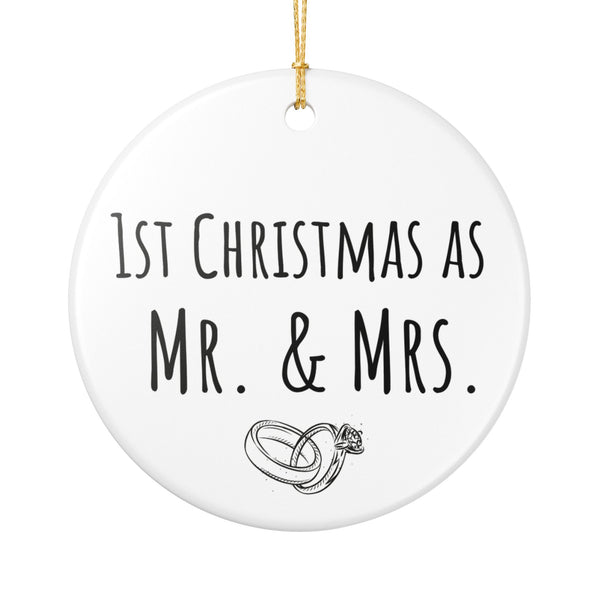1st Christmas as Mr. & Mrs. Ornament – Elegant Ceramic Holiday Keepsake for Newlyweds – Perfect Gift for Couples
