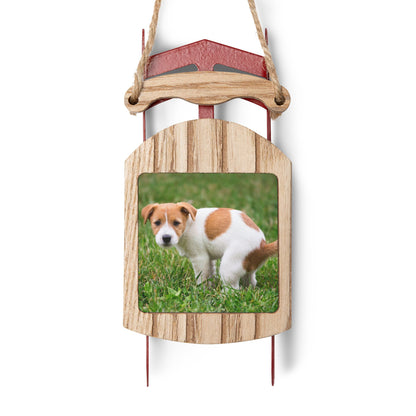 Funny Pooping Puppy Sled Ornament – Quirky Holiday Décor for Dog Lovers, 1-20 Pack, MDF with Twine Thread for Hanging