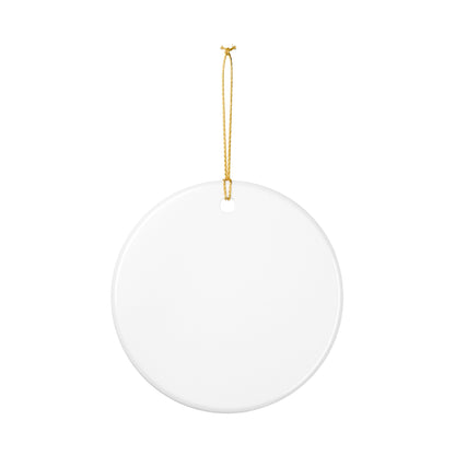 Best Christmas Ever Ceramic Ornament – Glossy White Disk with Matte Black Text, Gold Hanging String – Perfect for Holiday Decor and Gifts