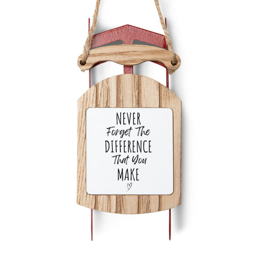 Sled Ornament with Inspirational Quote – Holiday Decor for Christmas Tree | MDF Wood & Twine Thread | Perfect for Gifts & Decorations