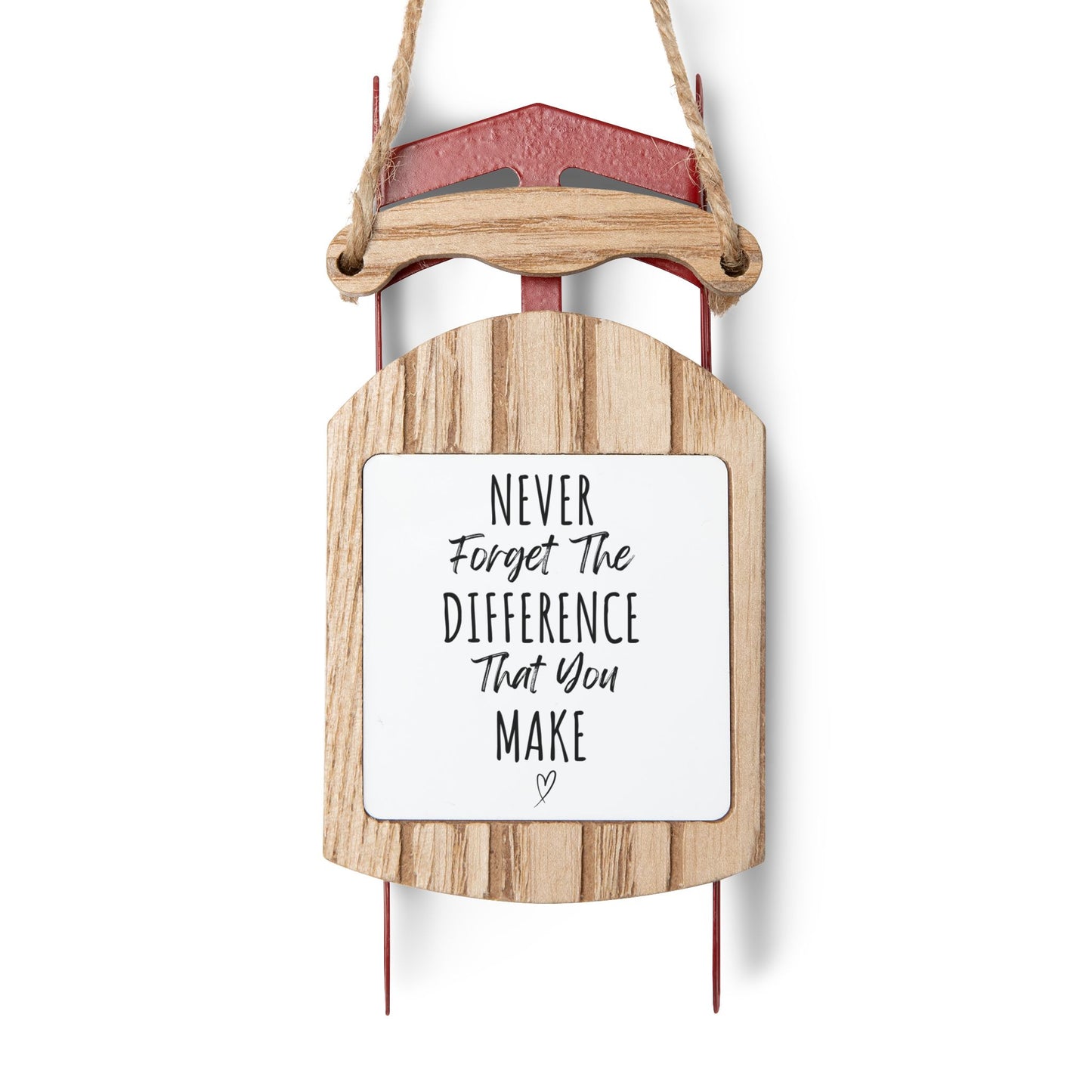 Sled Ornament with Inspirational Quote – Holiday Decor for Christmas Tree | MDF Wood & Twine Thread | Perfect for Gifts & Decorations