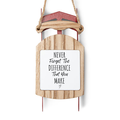 Sled Ornament with Inspirational Quote – Holiday Decor for Christmas Tree | MDF Wood & Twine Thread | Perfect for Gifts & Decorations