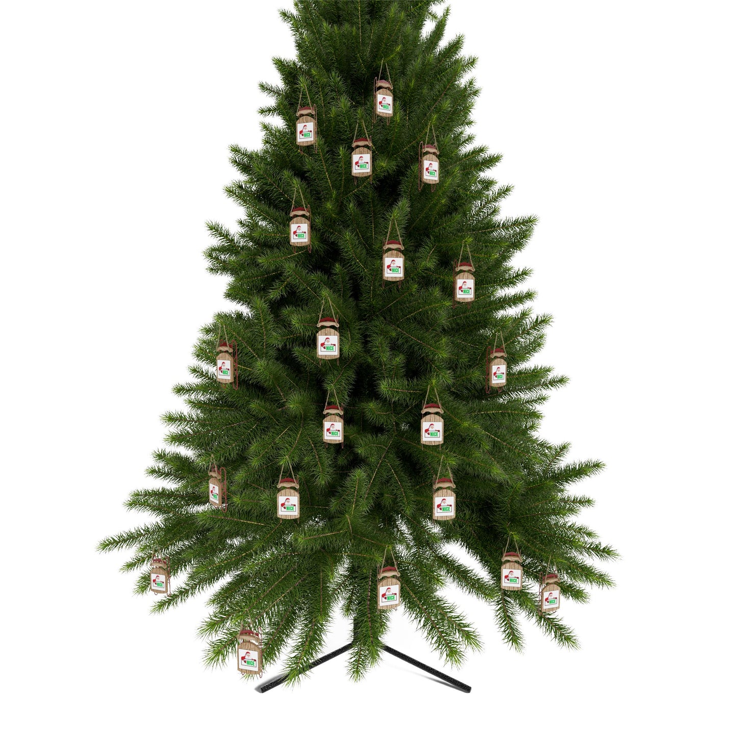 Santa “Nice” Sled Christmas Ornament – Wooden MDF Holiday Décor Gift for Him or Her