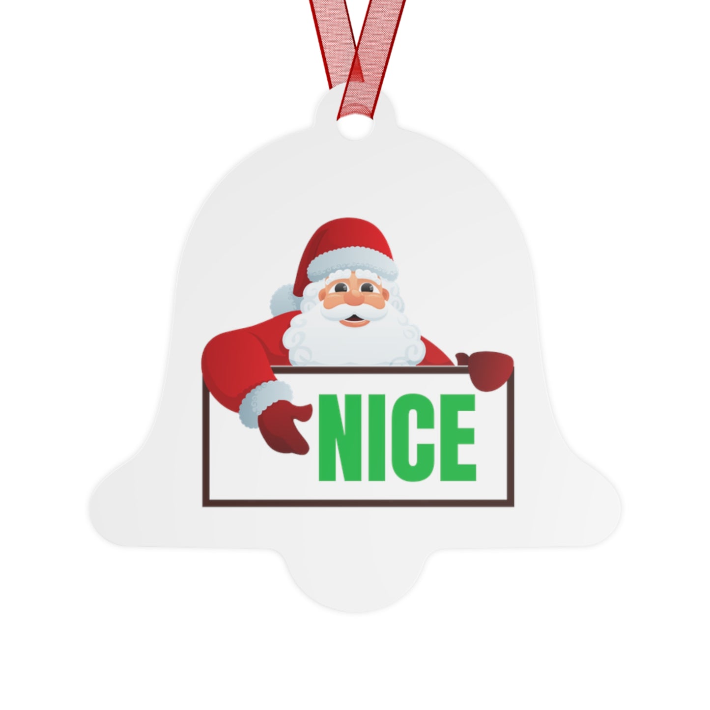 Santa NICE Metal Ornament – Funny Christmas Gift for Him or Her, Double-Sided Holiday Tree Decor