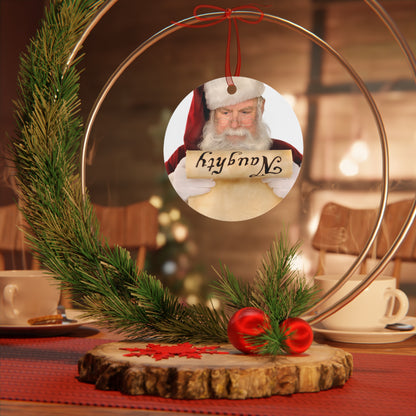 Funny Santa's Naughty or Nice Christmas Ornament – Hilarious 3.5" Round Aluminum Metal Decoration, Perfect Holiday Gift for Family, Friends, or Secret Santa – With Red Ribbon by Best Gifts 305