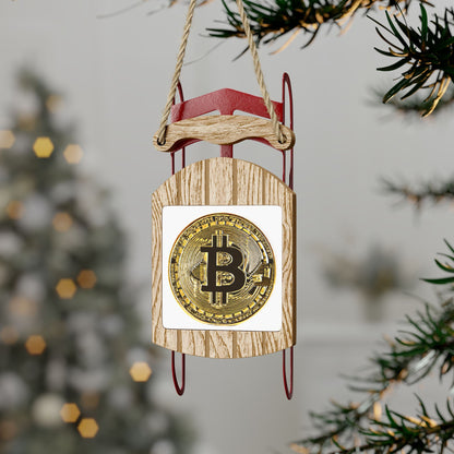 Bitcoin Sled Ornament – Unique Holiday Decoration for Crypto Lovers, Perfect for Christmas Tree or Stocking Stuffer, MDF Material with Twine Thread (Single or Set)
