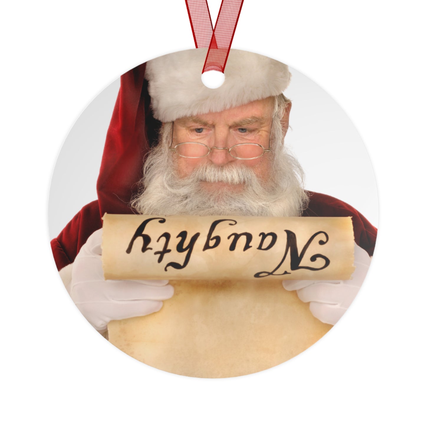 Funny Santa's Naughty or Nice Christmas Ornament – Hilarious 3.5" Round Aluminum Metal Decoration, Perfect Holiday Gift for Family, Friends, or Secret Santa – With Red Ribbon by Best Gifts 305