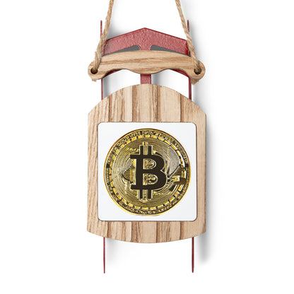 Bitcoin Sled Ornament – Unique Holiday Decoration for Crypto Lovers, Perfect for Christmas Tree or Stocking Stuffer, MDF Material with Twine Thread (Single or Set)