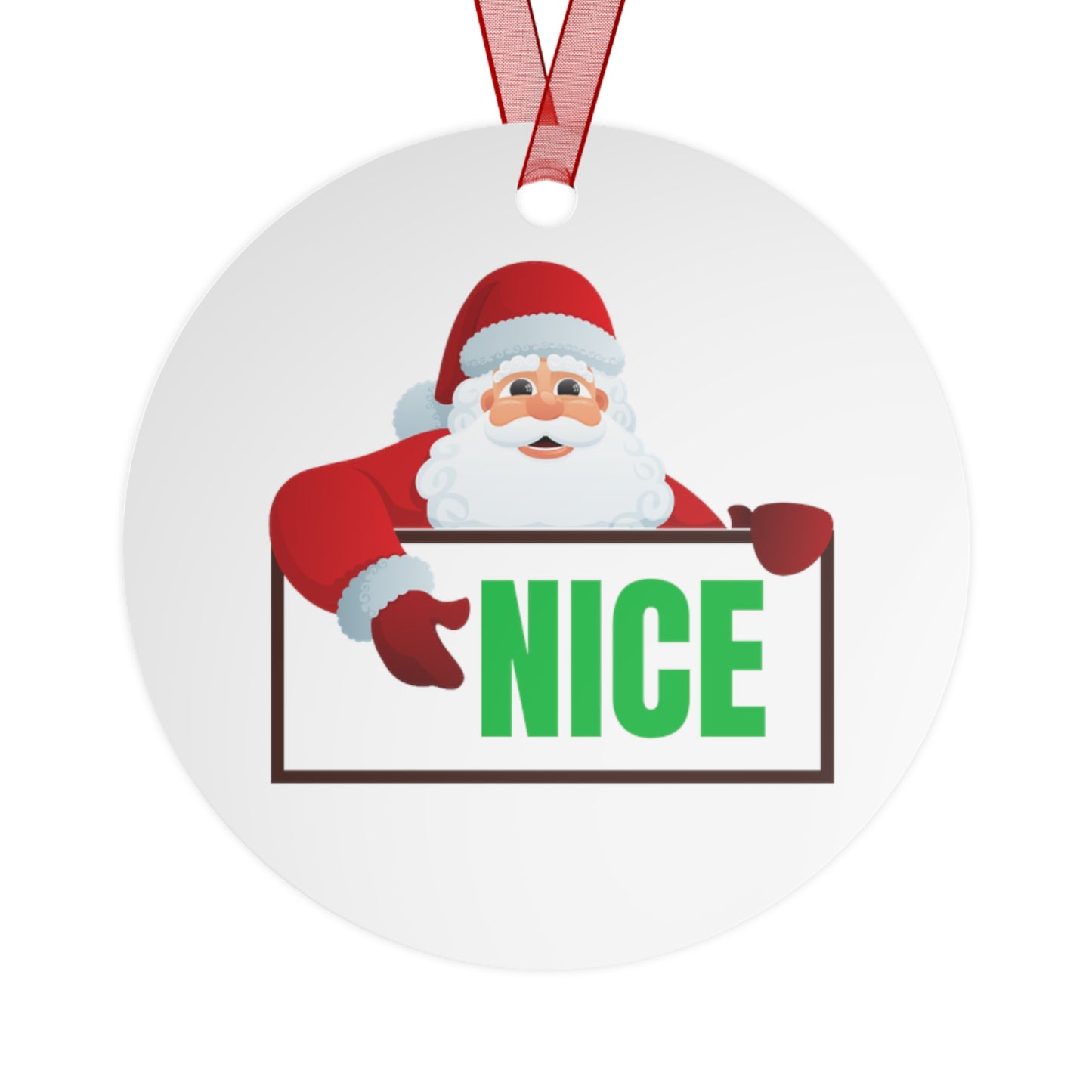 Santa NICE Metal Ornament – Funny Christmas Gift for Him or Her, Double-Sided Holiday Tree Decor