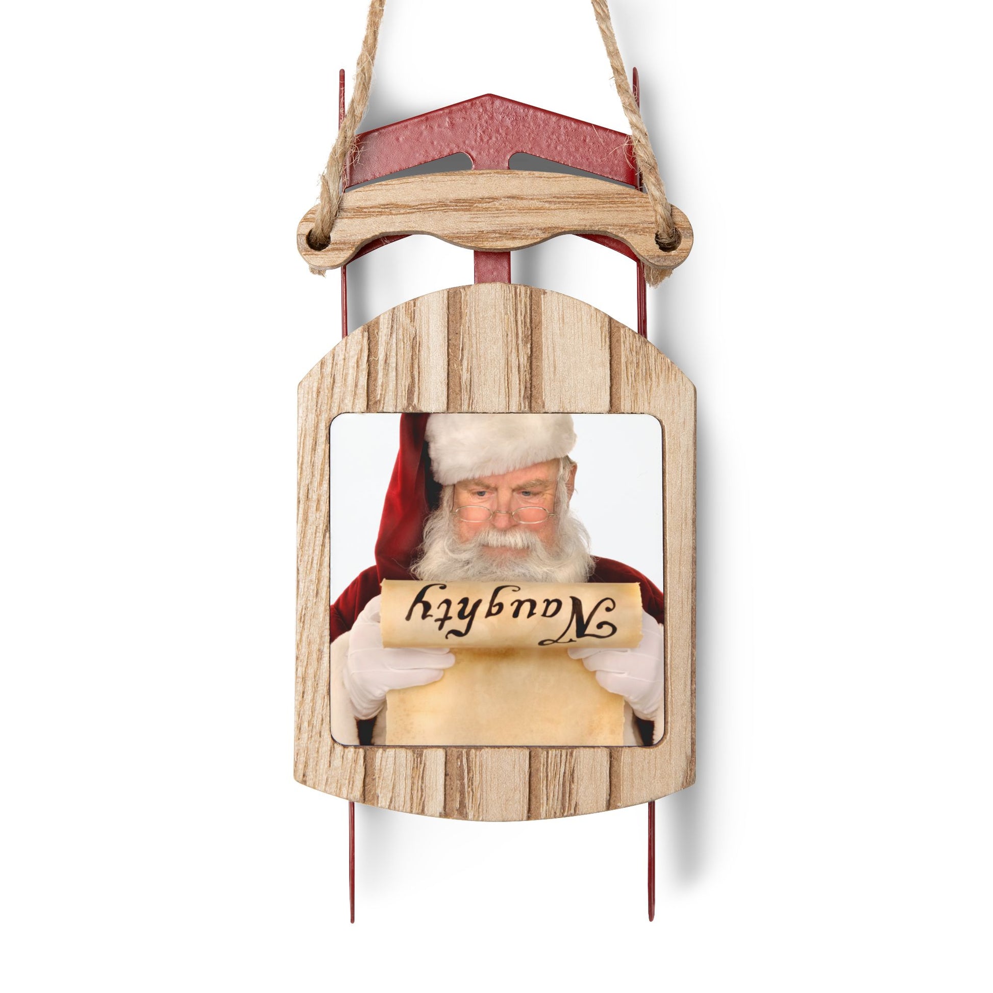 Funny Santa Naughty List Ornament – Wooden Sled Christmas Decoration with Twine – Gifts for Him, Dad, Grandpa, Boyfriend, Men – Santa Claus Gag Gift from Wife, Mom or Daughter – 2.1" x 4.6" by Best Gifts 305