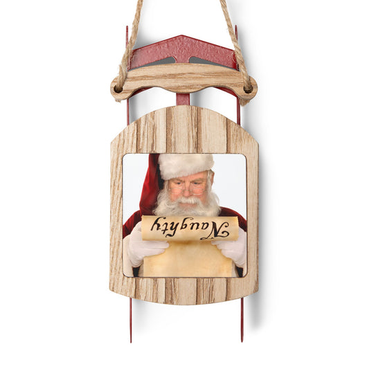 Funny Santa Naughty List Ornament – Wooden Sled Christmas Decoration with Twine – Gifts for Him, Dad, Grandpa, Boyfriend, Men – Santa Claus Gag Gift from Wife, Mom or Daughter – 2.1" x 4.6" by Best Gifts 305
