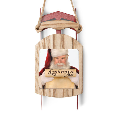 Funny Santa Naughty List Ornament – Wooden Sled Christmas Decoration with Twine – Gifts for Him, Dad, Grandpa, Boyfriend, Men – Santa Claus Gag Gift from Wife, Mom or Daughter – 2.1" x 4.6" by Best Gifts 305