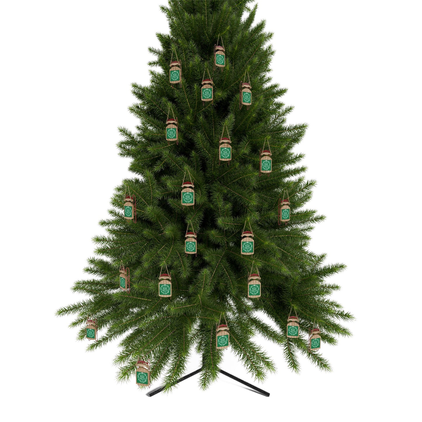 Merry Christmas Sled Ornament – Wooden Holiday Décor with Twine Hanging Thread for Festive Home Display