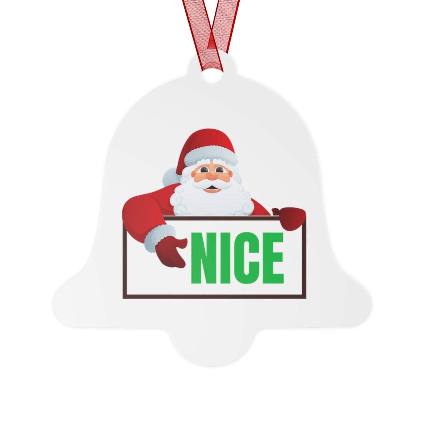 Santa NICE Metal Ornament – Funny Christmas Gift for Him or Her, Double-Sided Holiday Tree Decor