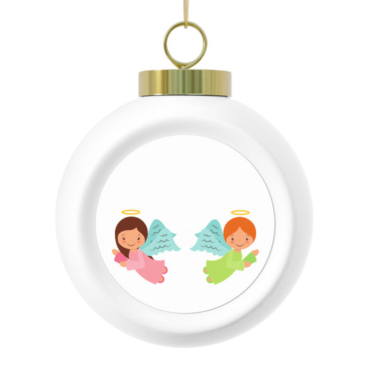 Angel Christmas Ball Ornament – Vintage Ceramic Holiday Keepsake with Gold Ribbon – Gift for Kids & Families