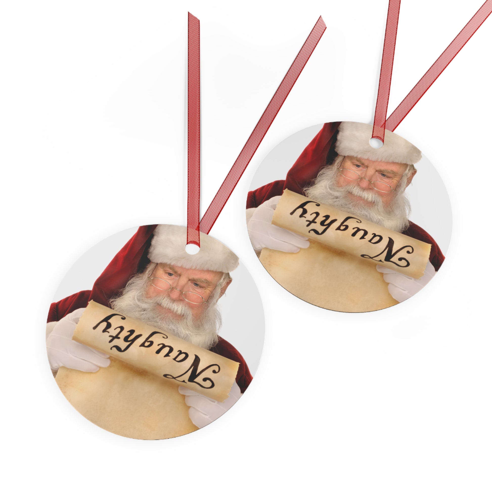 Funny Santa's Naughty or Nice Christmas Ornament – Hilarious 3.5" Round Aluminum Metal Decoration, Perfect Holiday Gift for Family, Friends, or Secret Santa – With Red Ribbon by Best Gifts 305