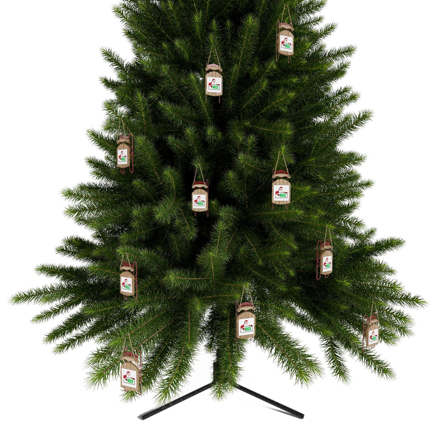 Santa “Nice” Sled Christmas Ornament – Wooden MDF Holiday Décor Gift for Him or Her