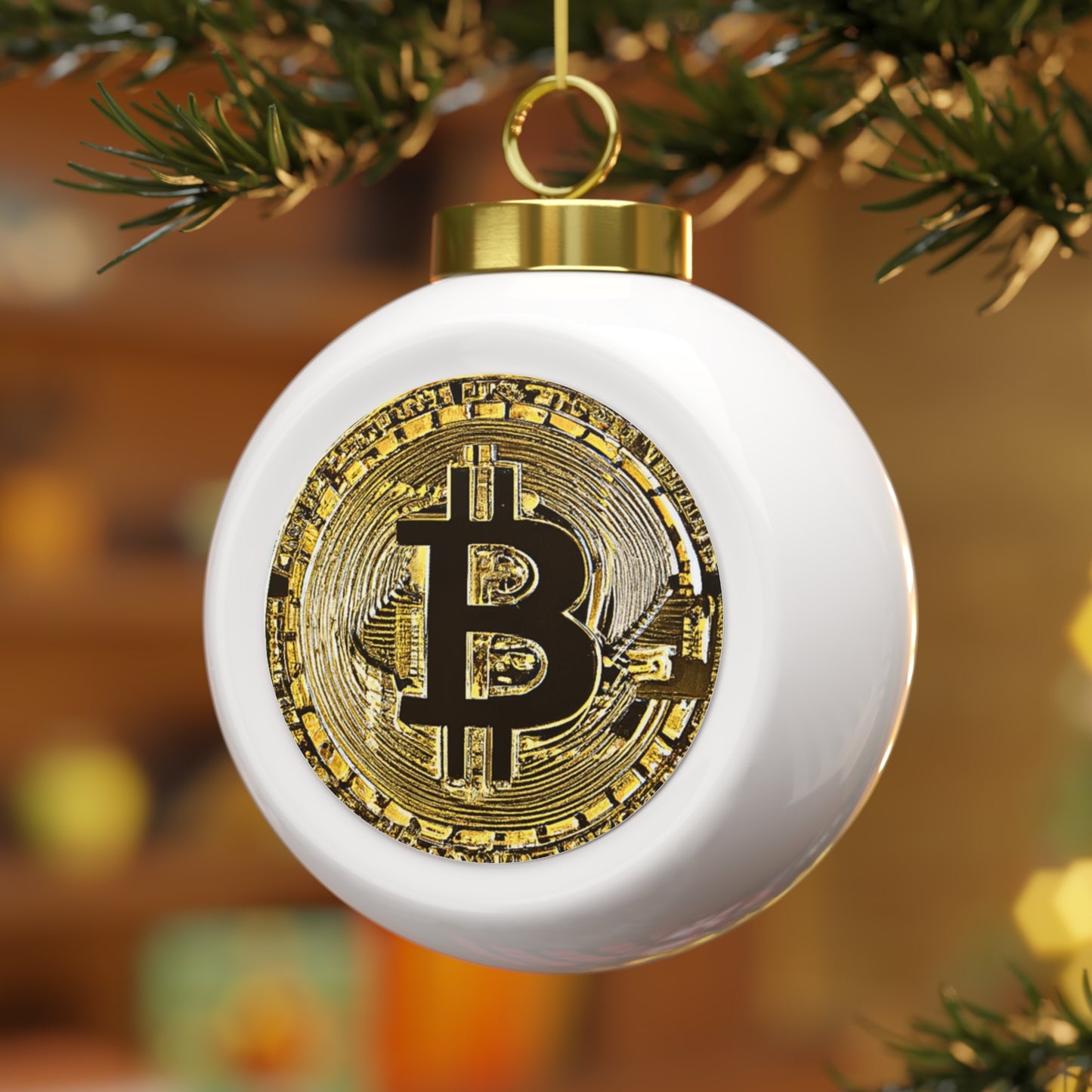 Bitcoin Lover Christmas Bauble – Glossy Ceramic Ornament Gift for Crypto Fans