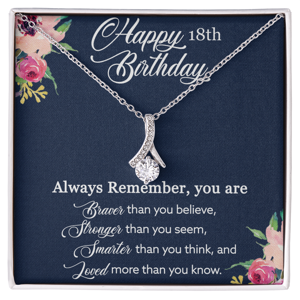 Best Gifts 305-18th Birthday Gift for Her – Ribbon CZ Necklace