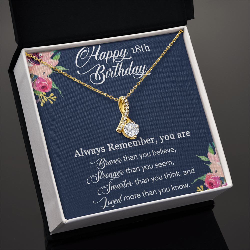 Best Gifts 305-18th Birthday Gift for Her – Ribbon CZ Necklace