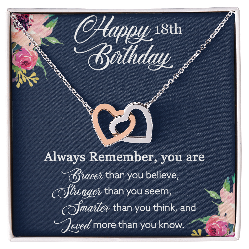 Best Gifts 305-18th Birthday Necklace for Her – Interlocking Hearts Pendant Gift
