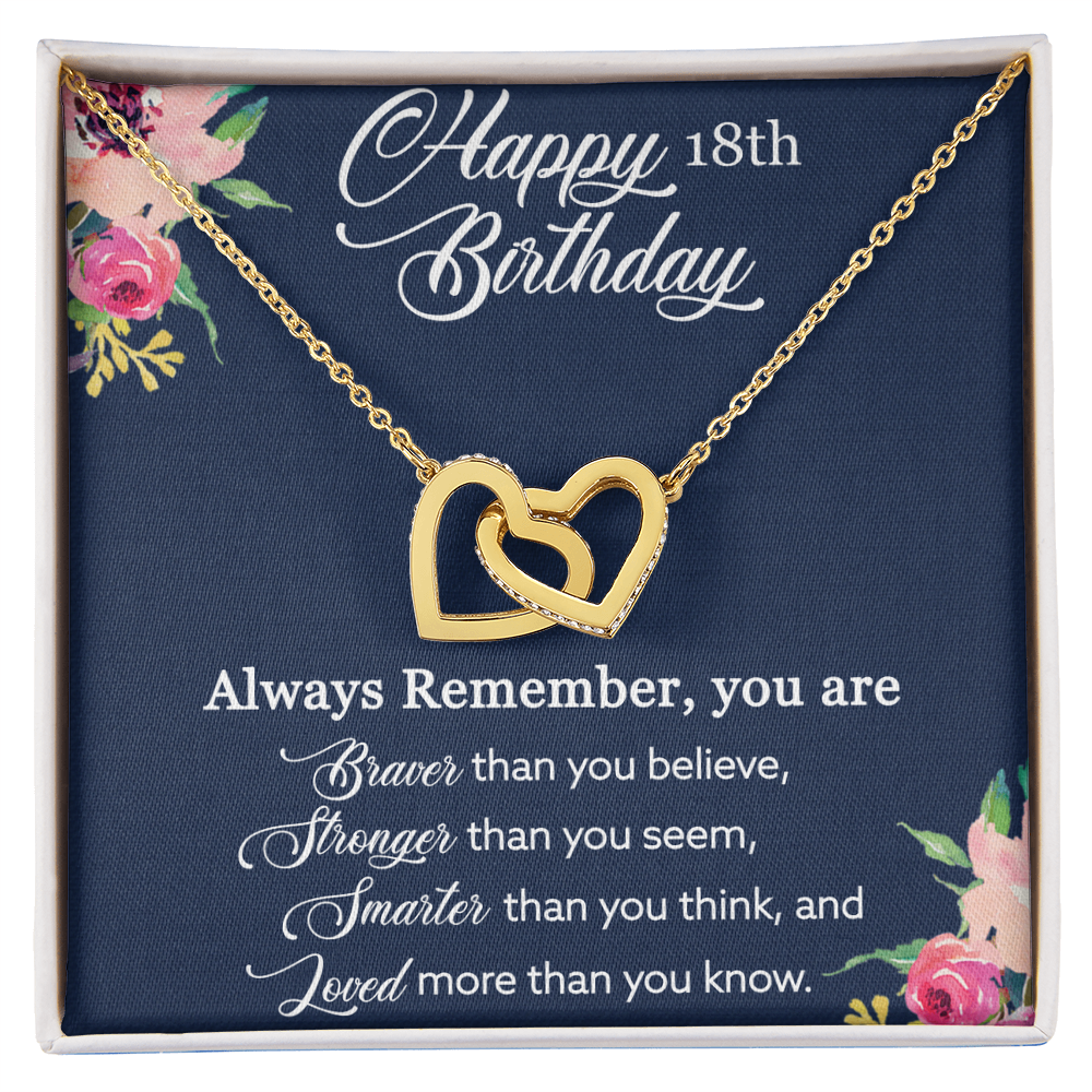 Best Gifts 305-18th Birthday Necklace for Her – Interlocking Hearts Pendant Gift