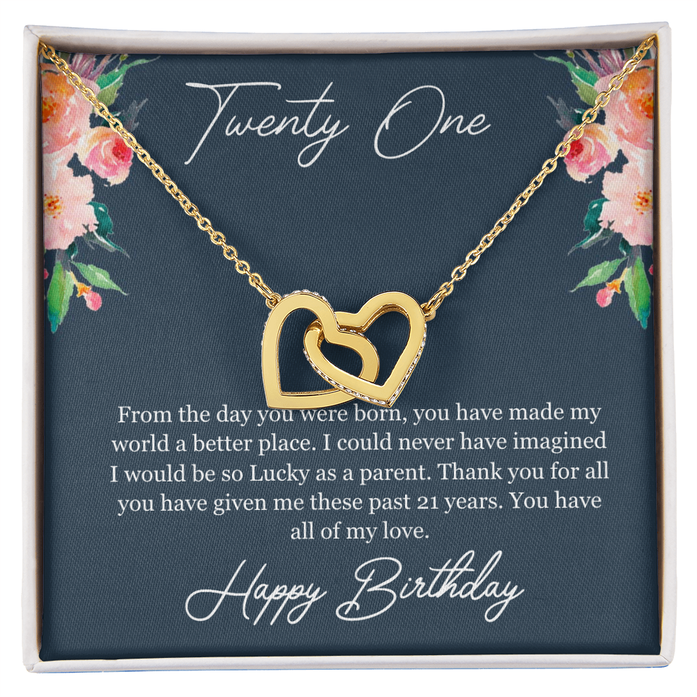 Best Gifts 305-21st Birthday Interlocking Hearts Necklace for Daughter Gift from Mom or Dad