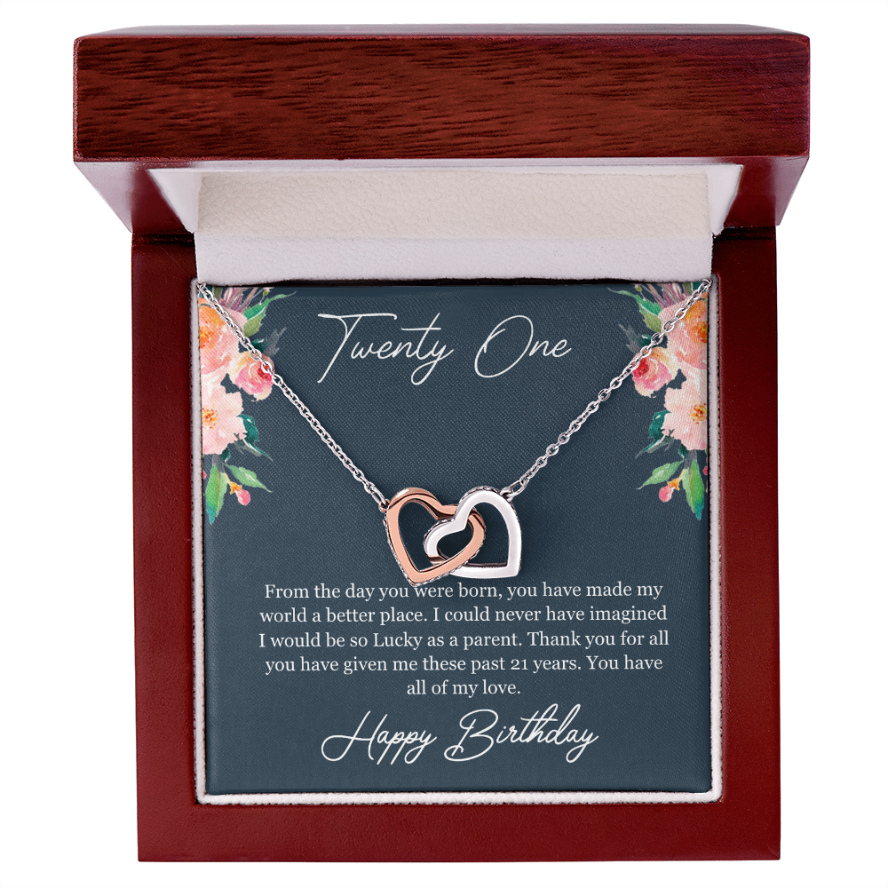 Best Gifts 305-21st Birthday Interlocking Hearts Necklace for Daughter Gift from Mom or Dad